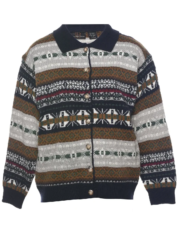 Overstock Button Front Nordic Cardigan - S