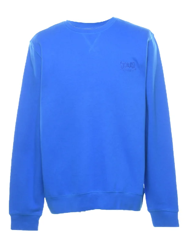 Weekend Shopping Extravaganza Blue Embroidered Plain Sweatshirt - L