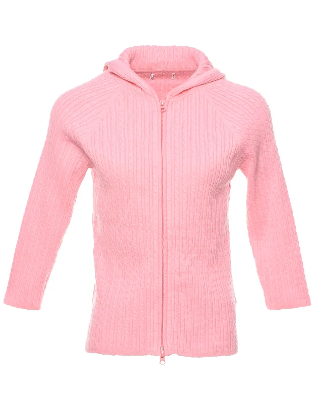 Deep Savings Cable Knit Hooded Cardigan - S