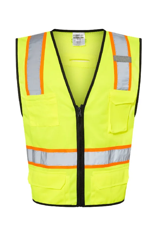 Incredible Offers Kishigo Mens 6 Pocket Contrast Class 2 Vest - Lime Green