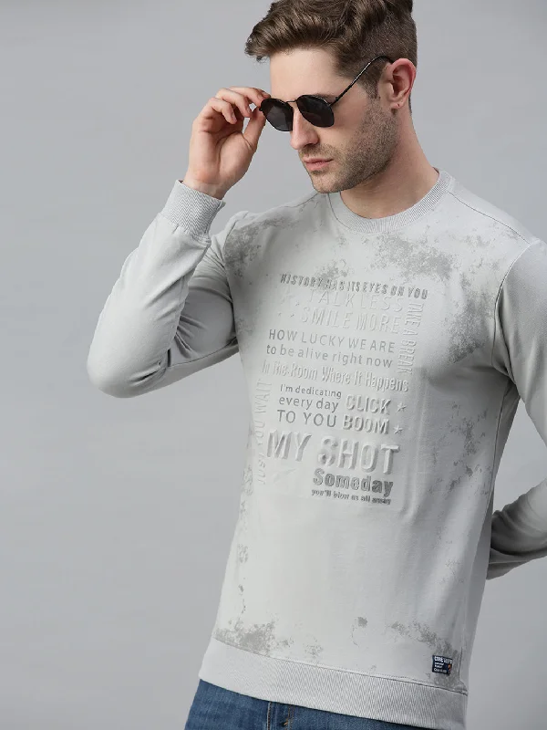 Weekend Deals That Dazzle Men Printed Grey Sweatshirt