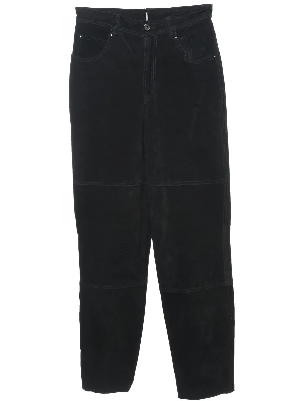 Price Rollback Black Suede Tapered Trousers - W28 L31