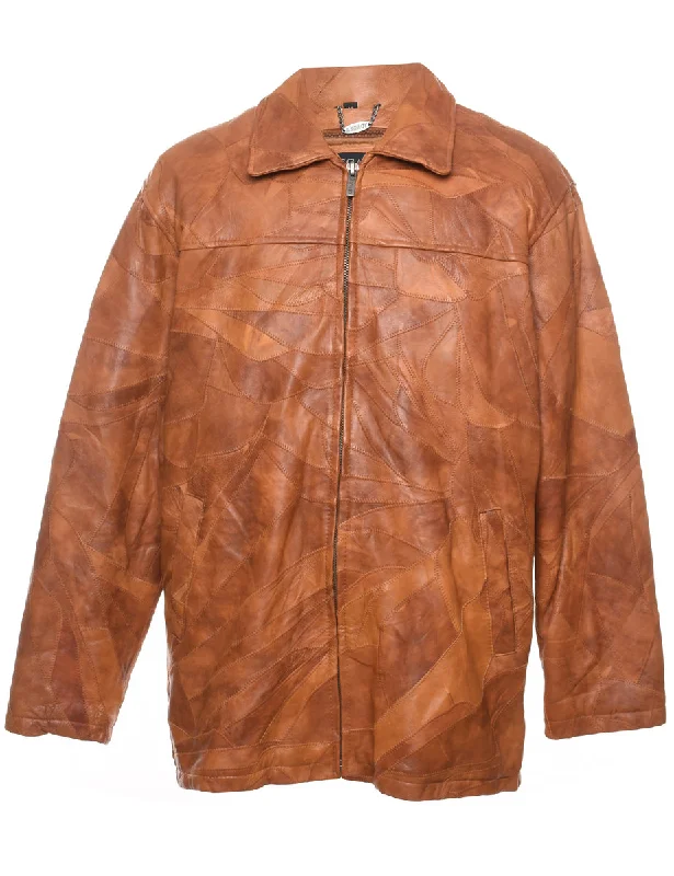 The Best Prices Brown Leather 1990s Patchwork Jacket - M