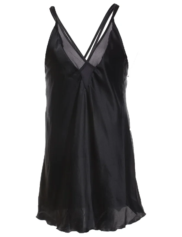 Bargain Bin Black Shiny Slip Dress - M