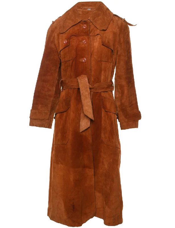 While Supplies Last Button Front Classic Brown Suede Jacket - M