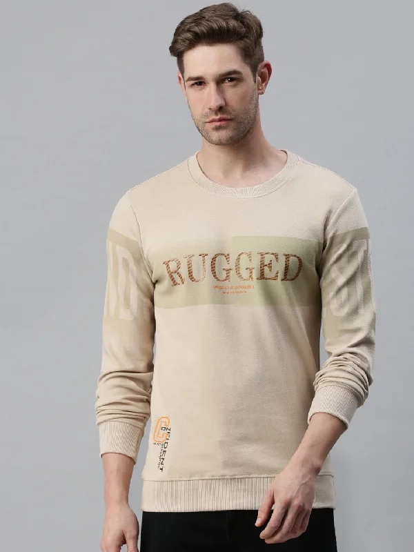 Weekend Deals to Make You Happy Men Printed Beige Sweatshirt