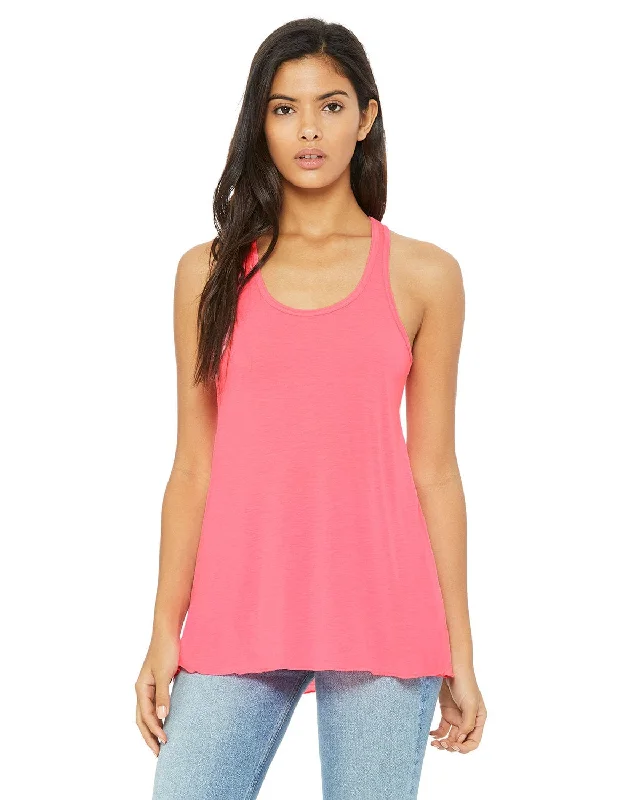 Price Fest Bella+Canvas Ladies Flowy Racerback Tank | Neon Pink