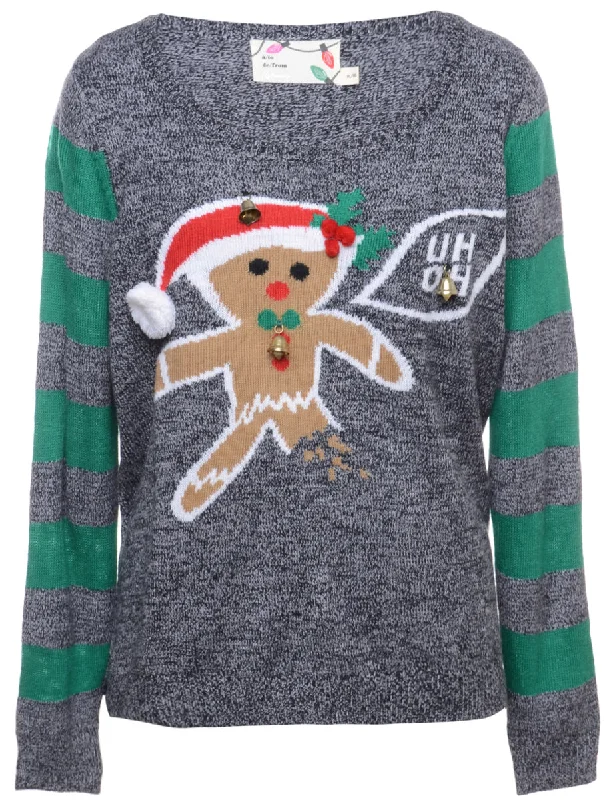 Beyond Retro Reworked Christmas Jumper With Bells - XL