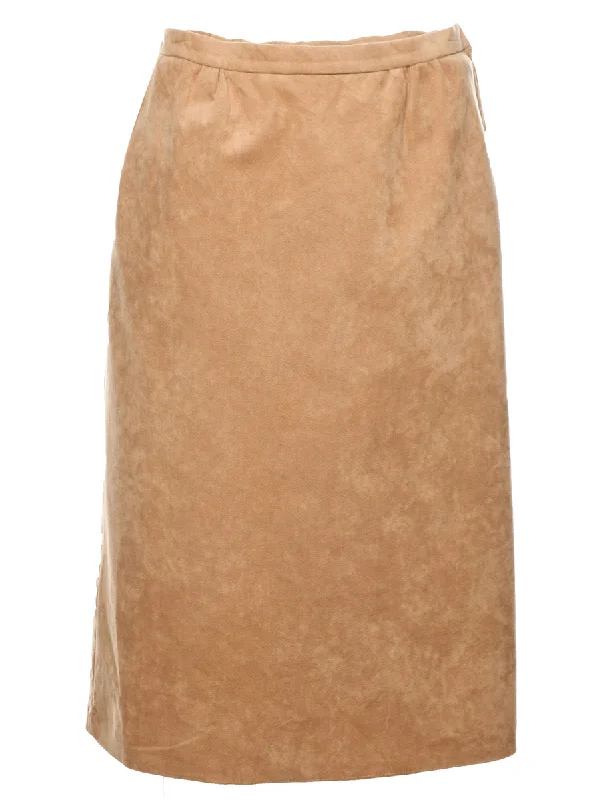Online Specials Brown Suede Knee Length Skirt - S