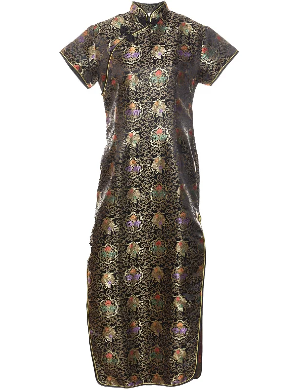Sale Event Brocade Design Multi-Colour Patterned Evening Dress - L