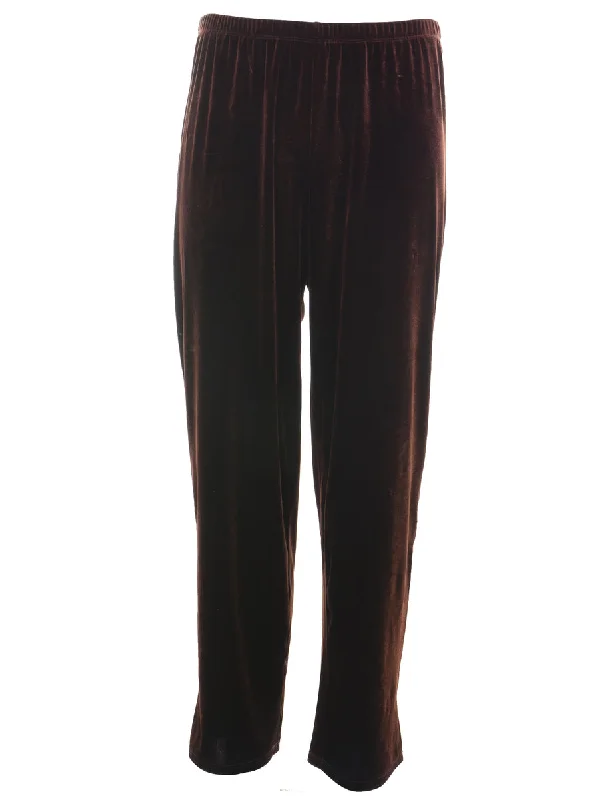 Final Clearance Brown Elasticated Waist Velvet Trousers - W30 L27