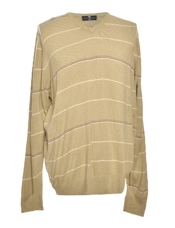 Beige Striped Jumper - M