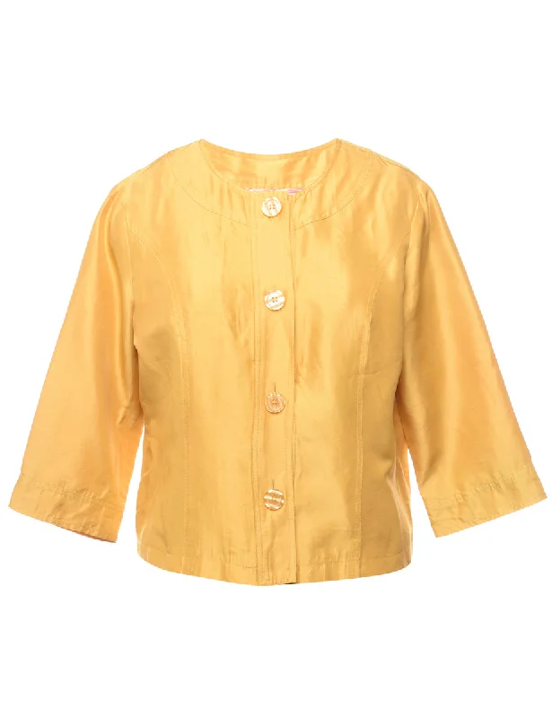 Flash Deals Button-Front Gold Cropped Jacket - S