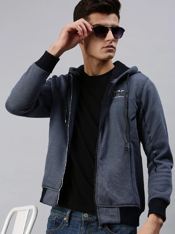Lowest Price Men Hooded Solid Navy Blue Sweatshirt