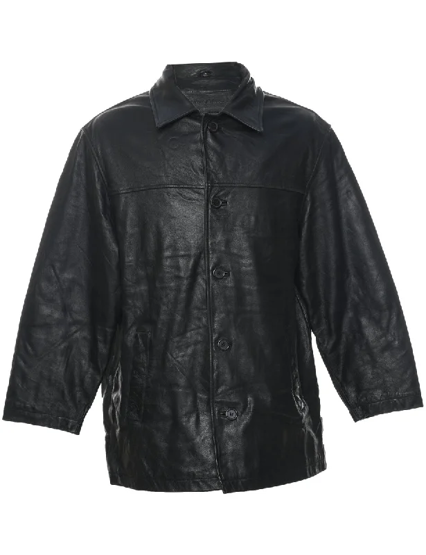 Midnight Madness Button Front Leather Jacket - M