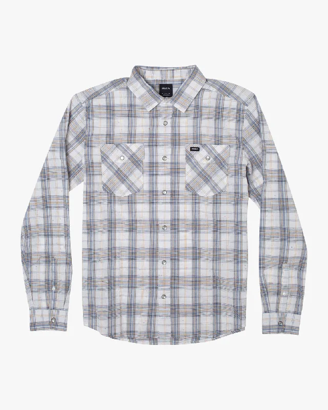 Midnight Madness Neps Plaid Long Sleeve Shirt - Antique White