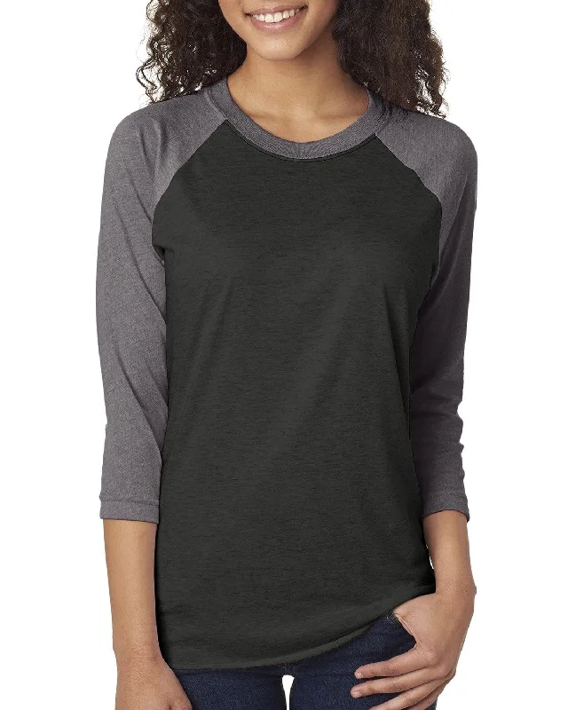 Next Level Unisex Triblend 3/4-Sleeve Raglan Tee | Pr Hthr/ Vin Blk