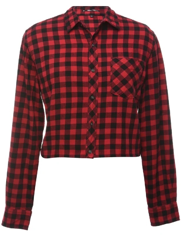 Beyond Retro Reworked Cropped Long Sleeve Flannel Shirt - XL