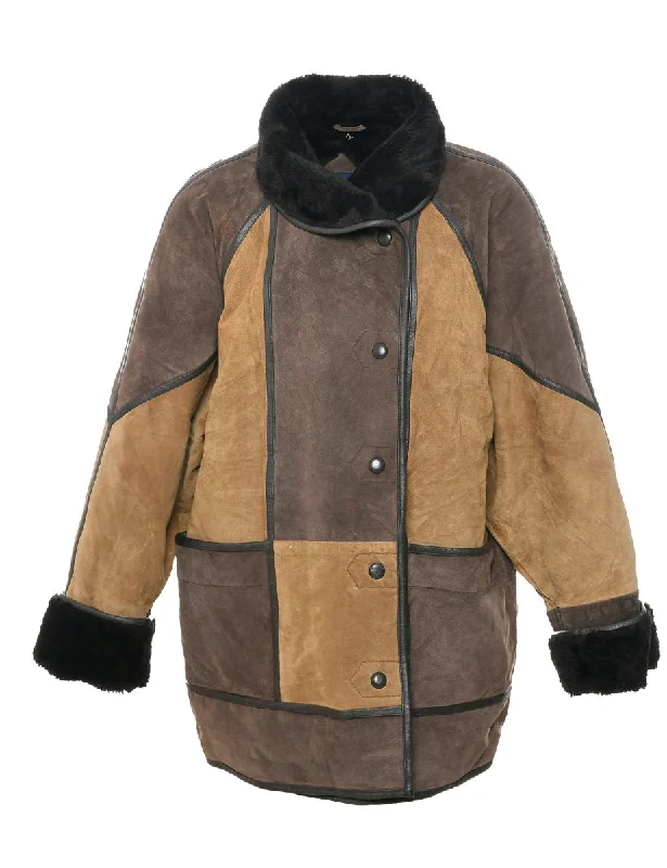 Major Savings Brown Faux Shearling Suede Jacket - L