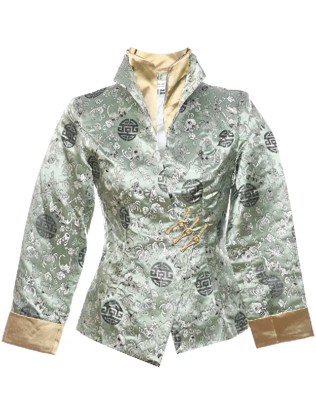 Reduced Prices Brocade Design Light Green & Gold Traditional Evening Jacket - M
