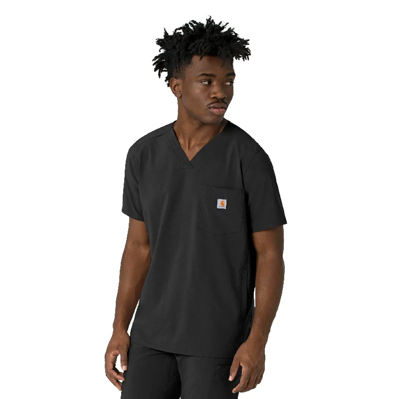 Quick Deals Carhartt Force Cross-Flex Men's V-Neck Scrub Top - Black