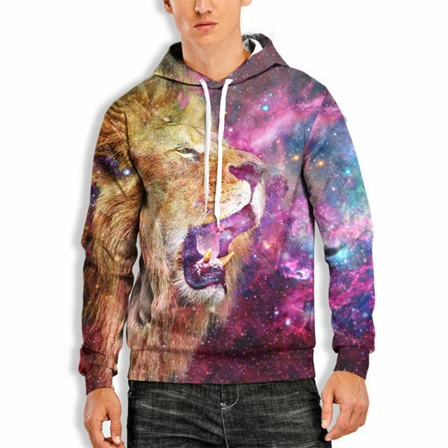 3D Print Hoodie with Colorful Lion Print