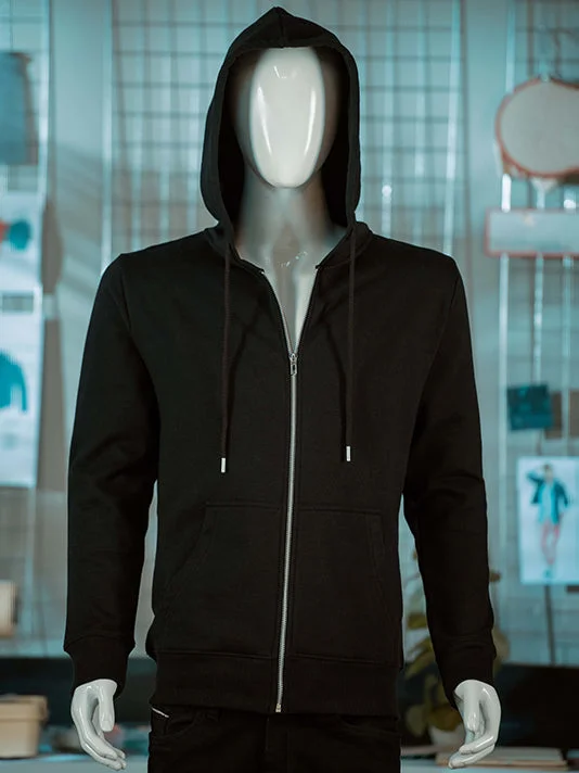 New Markdowns Plain Black Fleece Hoodie