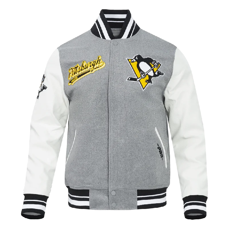 Extra Savings NHL PITTSBURGH PENGUINS SCRIPT TAIL MEN'S RIB WOOL VARSITY (HEATHER GREY/WHITE/BLACK)