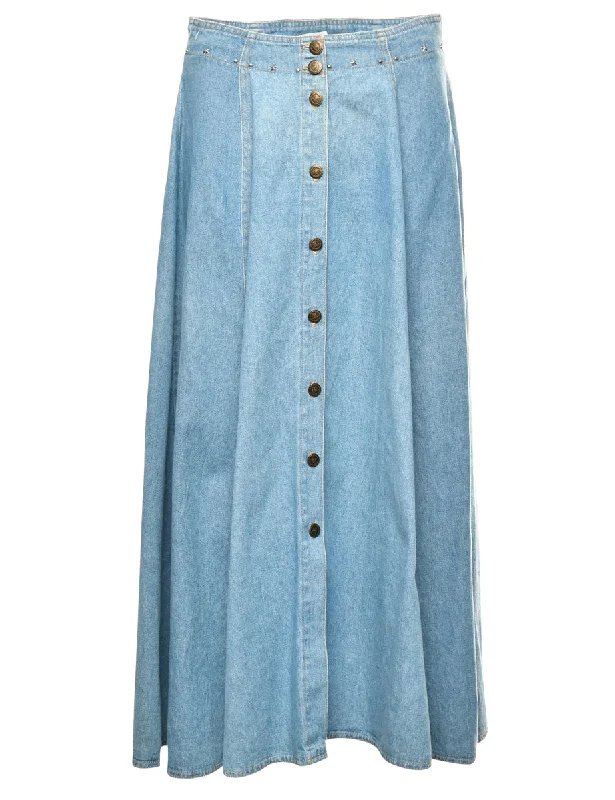 Extra Discounts Button Through Denim Skirt - S