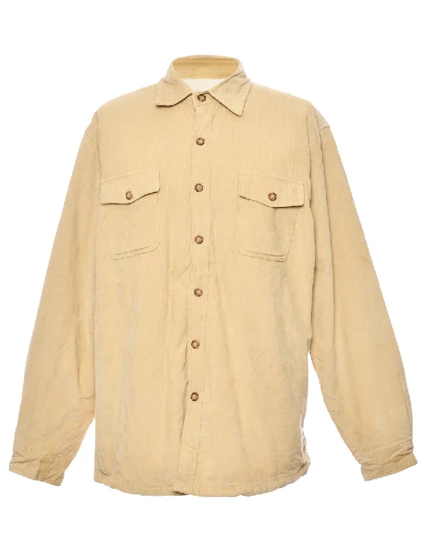 Beige Fur Lined Corduroy Shirt - L