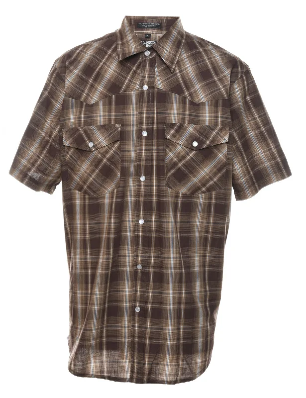 Price Fest Brown Checked Western Shirt - L