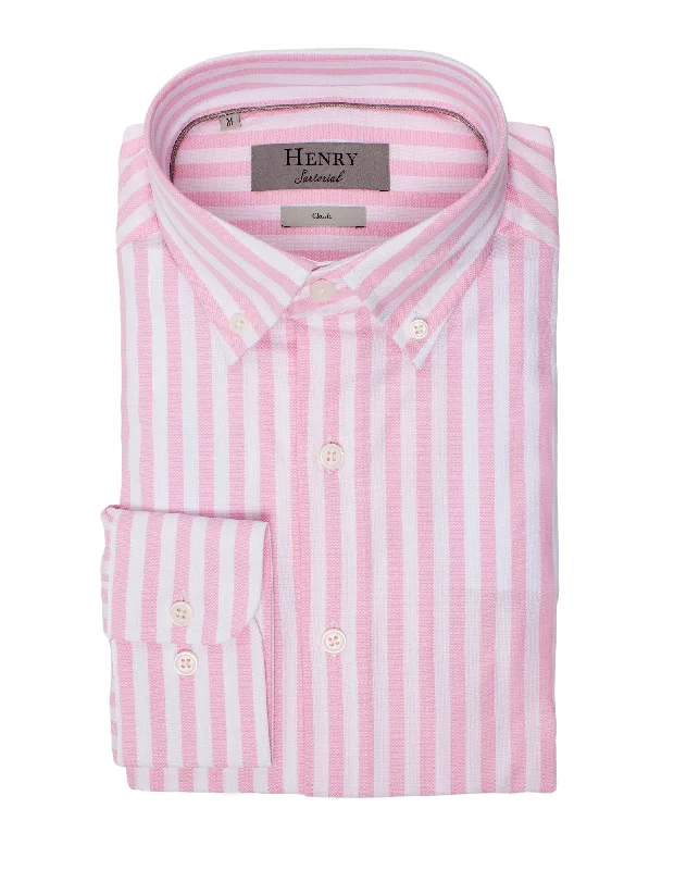 HENRY SARTORIAL Bengal Stripe Shirt PINK/WHITE