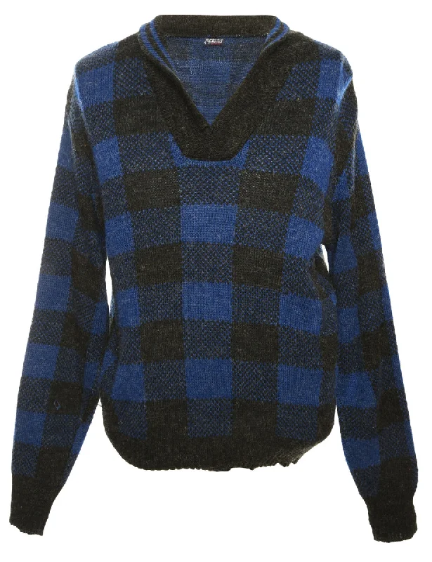 Super Bargain Blue Checked Jumper - M