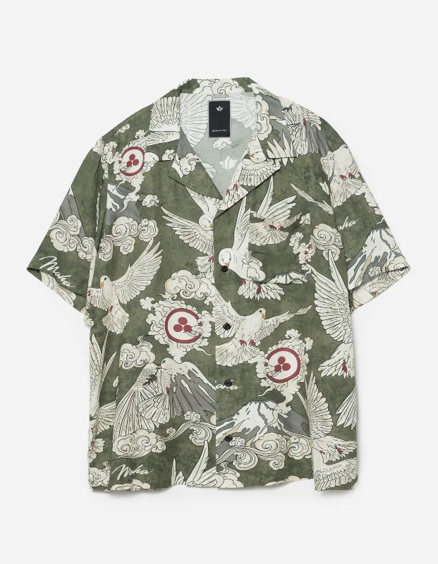 Can't Resist 1394 Peace Dove Camp Collar Shirt Olive