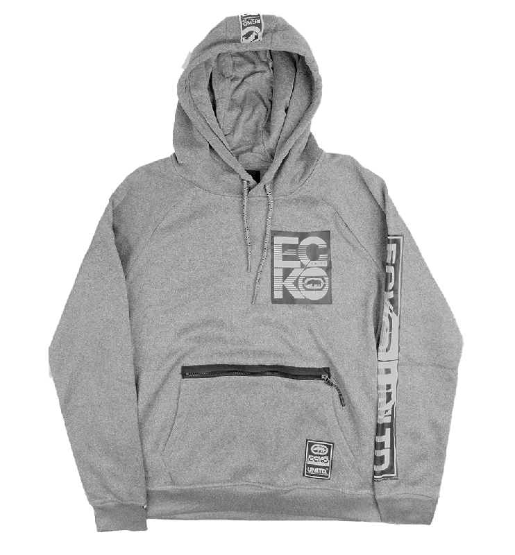 ECKO UNLTD FLEECE HOODIE SWEATSHIRT GREY MARLED - EO32H748