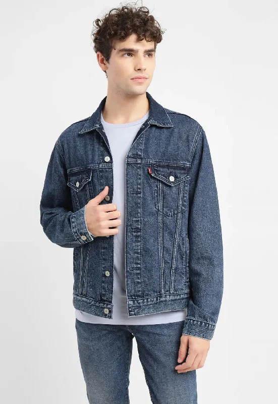 Instant Discount Men's Solid Spread Collar Denim Jacket