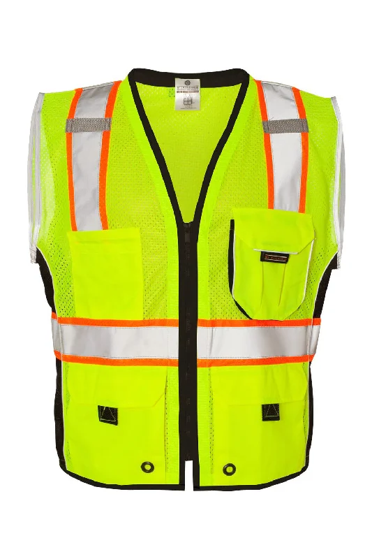 Year-End Clearance Kishigo Mens Premium Black Series Heavy Duty Vest - Lime Green