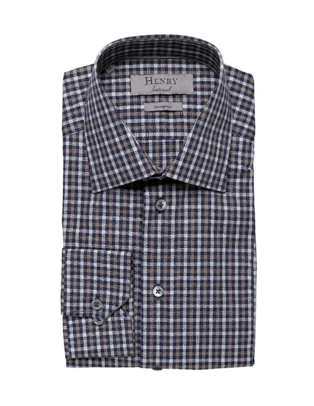 HENRY SARTORIAL Casual Check Shirt BLACK MULTI