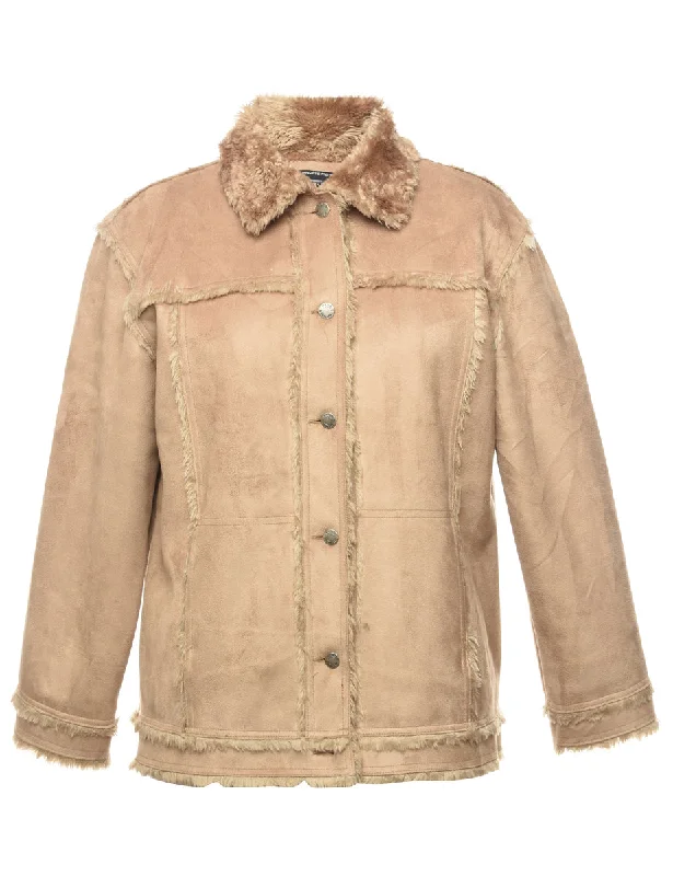 Low Prices Brown Faux Fur Lined Coat - XL