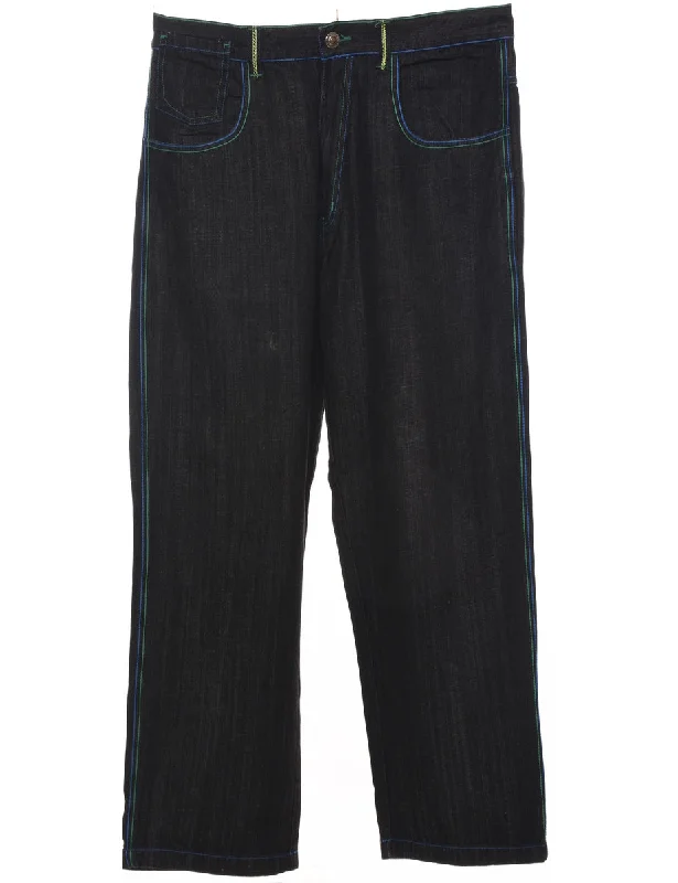 Great Deals Black Straight Fit Y2K Style Jeans - W38 L32