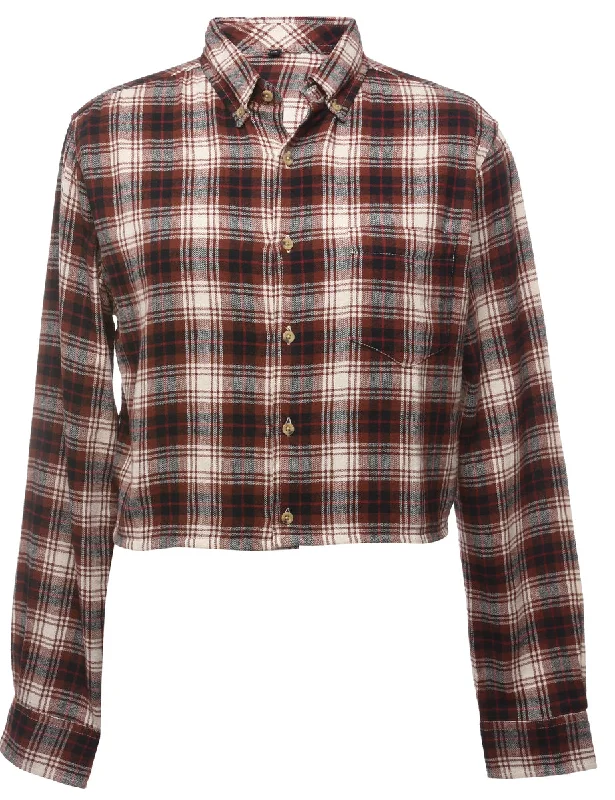 Beyond Retro Reworked Cropped Long Sleeve Flannel Shirt - XL