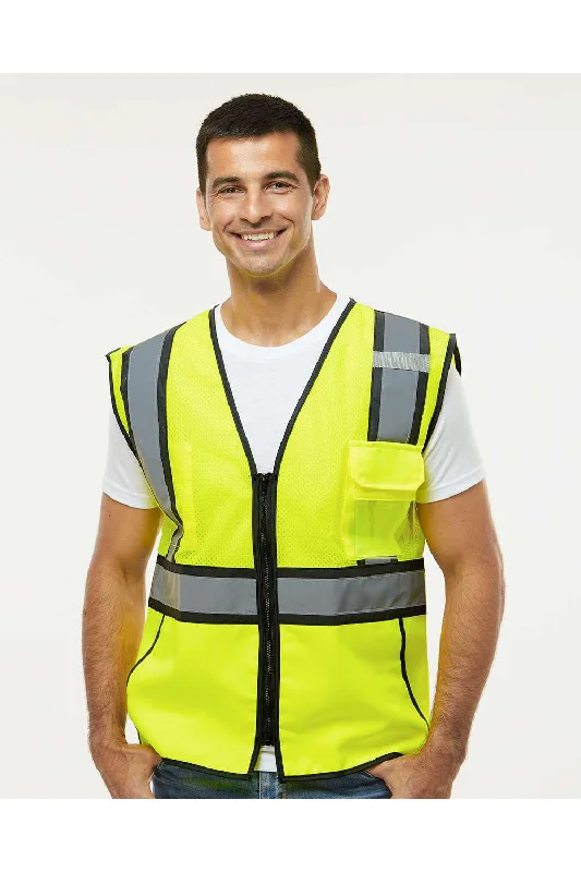 YEAR-End Sale Kishigo Mens Standard Contrast Vest - Lime Green/Black