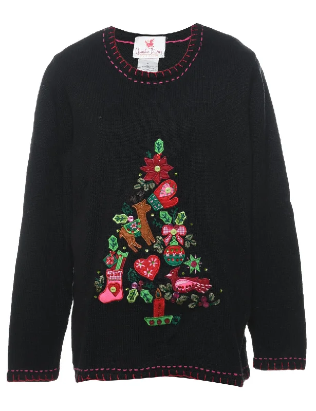 Black Christmas Jumper - L