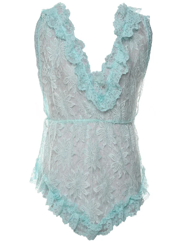 Weekend Specials to Grab Blue Ruffled Lace Babydoll - M