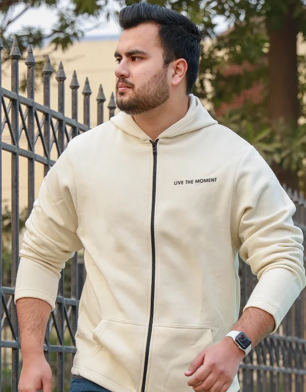 Grand Opening Sale Men Fashion Cream Zipper Hoodie