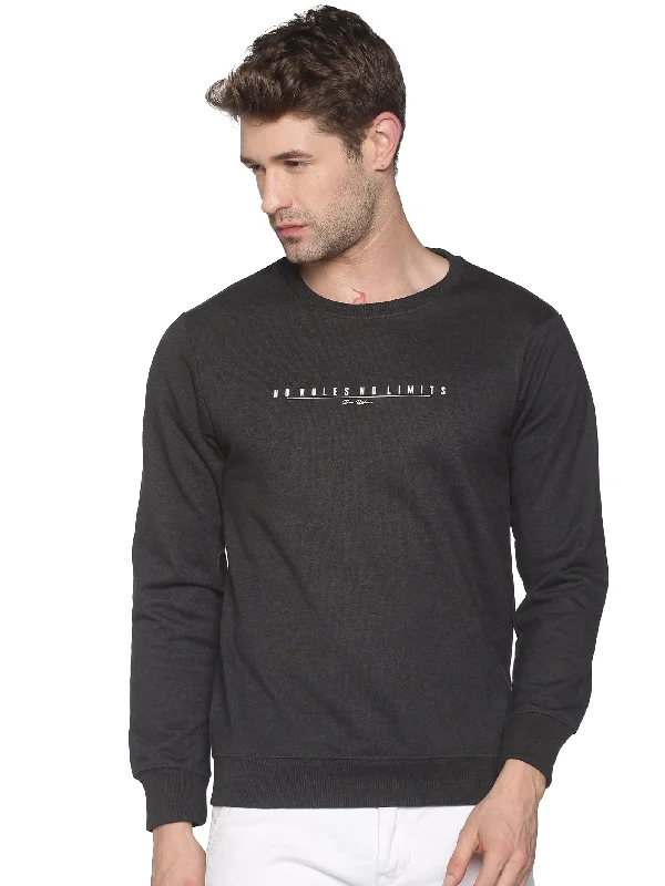Hurry Up Men Solid Grey Sweatshirt