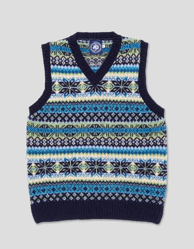 Weekend Deals to Brighten Your Day FAIR ISLE V-NECK VEST - NAVY