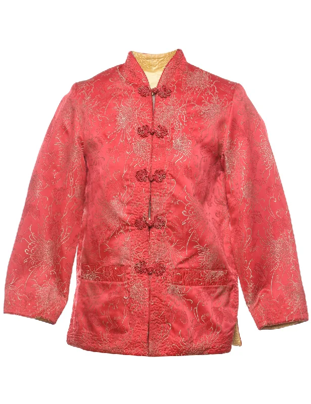 Steals and Deals Brocade Design Red Traditional Evening Jacket - L