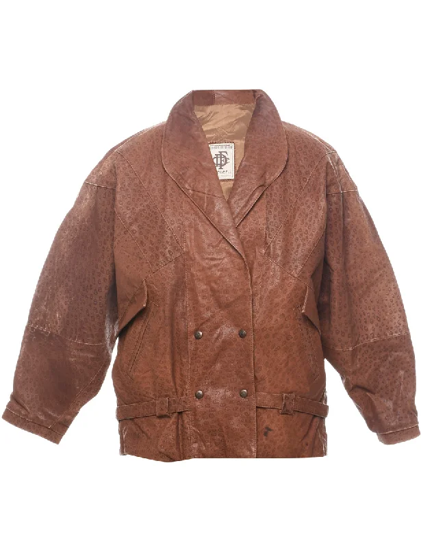 Discount Days Brown Classic Leather Jacket - L