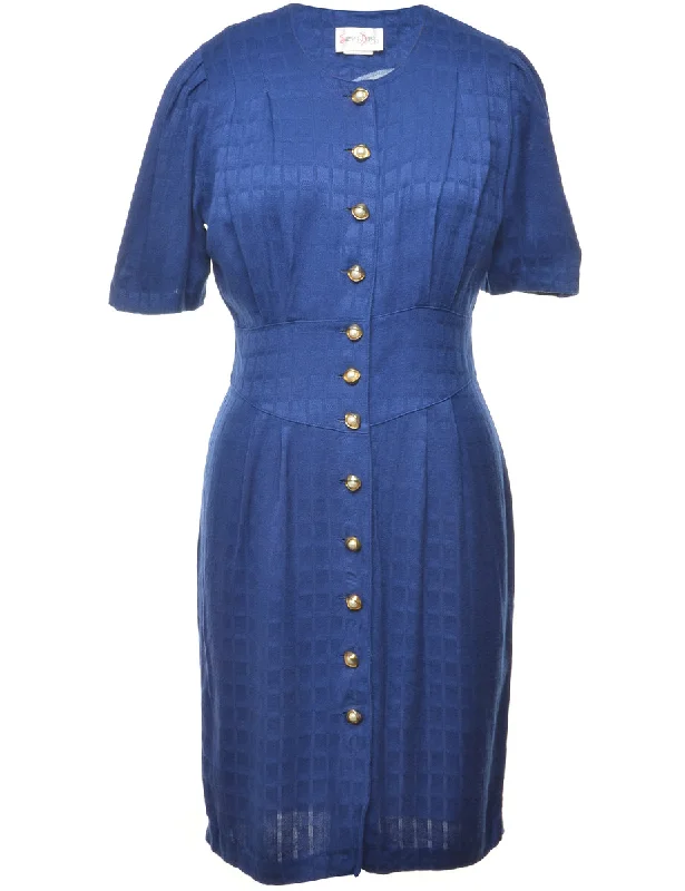 Today Only Button Front Blue Dress - M